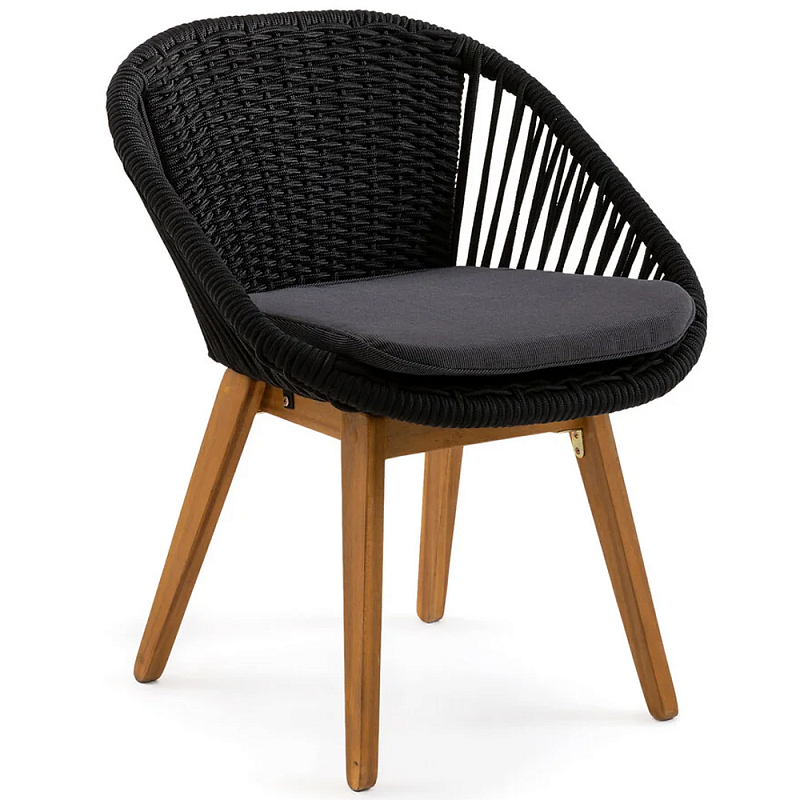 Кресло на ножках из массива акации Houle Chair Черный Коричневый в Челябинске | Loft Concept 