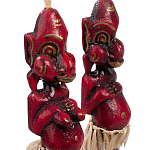 Комплект из 2-х деревянных статуэток Asmat Straw Headdress Statuettes Red варинант исполнения - 3 | Loft Concept в Челябинске