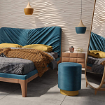 Пуф синий велюр на золотом металлическом основании Golden Belt варинант исполнения - 4 | Loft Concept в Челябинске