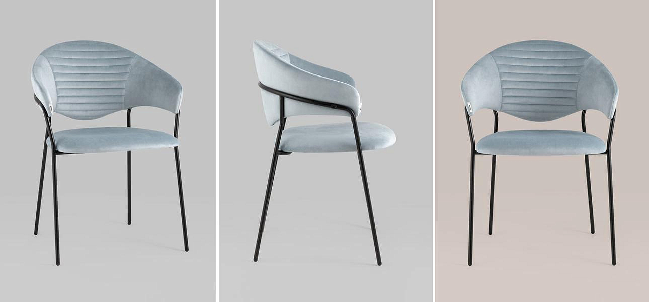 Стул Alexis Chair Пыльно-Голубой Велюр Стул Alexis Chair Пыльно-Голубой Велюр - Loft-Concept в Челябинске