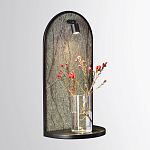 Настенный светильник зеленого цвета с черной рамкой овальной формы с полкой Herbarium  варинант исполнения - 2 | Loft Concept в Челябинске