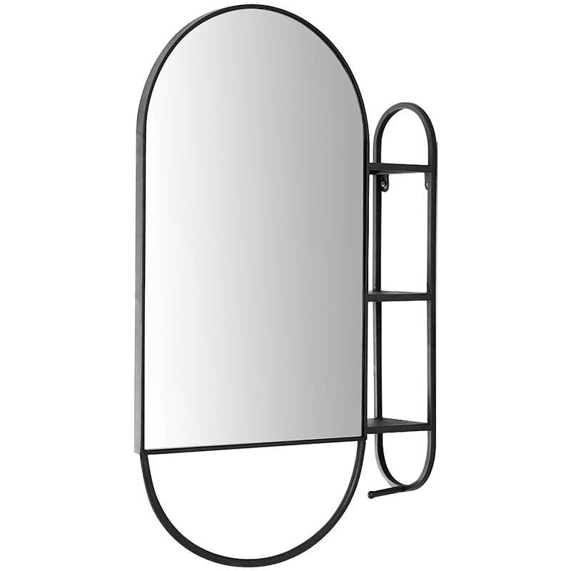 Овальное настенное зеркало с боковым креплением Cole Industrial Mood Mirror Черный в Челябинске | Loft Concept 