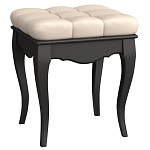 Пуф из массива бука с бежевой обивкой из велюра White Provence Black Provence варинант исполнения - 1 | Loft Concept в Челябинске