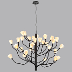 Люстра подвесная черного цвета с ветвями и белыми фарфоровыми цветами Floralis варинант исполнения - 12 | Loft Concept в Челябинске