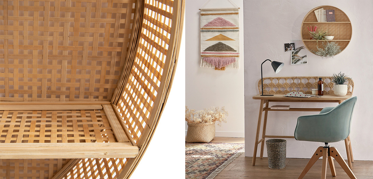 Полка Wicker Bamboo Shelf cells Полка Wicker Bamboo Shelf cells - Loft-Concept в Челябинске