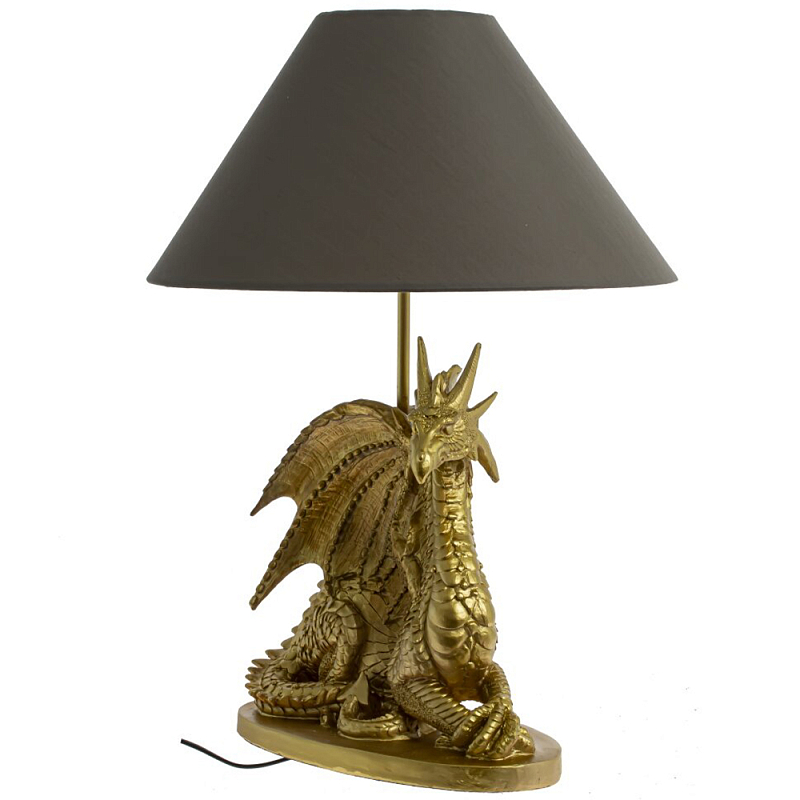 Настольная лампа с абажуром Дракон Golden Dragon Lamp Brown Золотой Коричневый Настольная лампа с абажуром Дракон Golden Dragon Lamp Brown Золотой Коричневый в Челябинске | Loft Concept