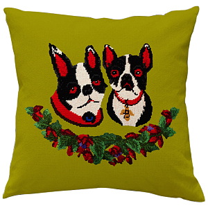 Декоративная подушка Стиль Gucci Two Dogs Green