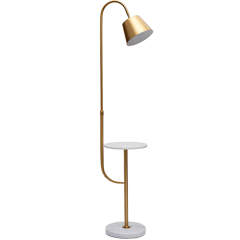 Торшер с мраморным столиком и золотым плафоном Ezio Floor Lamp Золотой Белый Мрамор Bianco Торшер с мраморным столиком и золотым плафоном Ezio Floor Lamp Золотой Белый Мрамор Bianco в Челябинске | Loft Concept