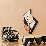 Дизайнерский журнальный стол округлой формы чёрный с золотой столешницей Fufem варинант исполнения - 1 | Loft Concept в Челябинске