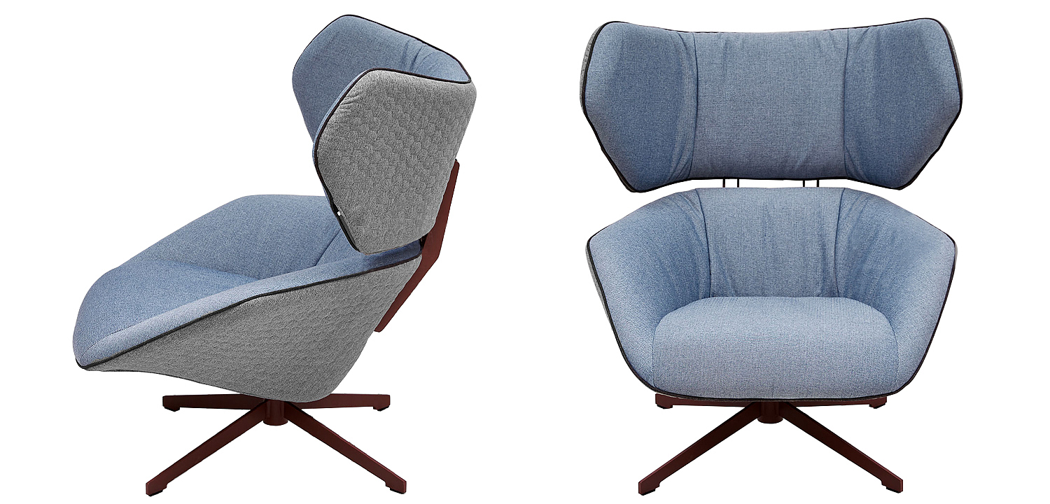 Вращающееся кресло с двухцветной обивкой Wilder Armchair голубой и серый Вращающееся кресло с двухцветной обивкой Wilder Armchair голубой и серый - Loft-Concept в Челябинске