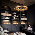 Люстра кольцевая чёрного цвета с вертикальными стеклянными элементами Ring Horizontal варинант исполнения - 2 | Loft Concept в Челябинске