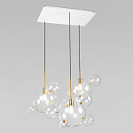 Люстра подвесная 3 лампы с прозрачными стеклянными шарами и золотыми деталями Giopato & Coombes варинант исполнения - 3 | Loft Concept в Челябинске