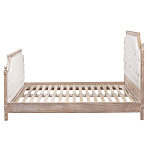 Кровать двуспальная светло-бежевая с основанием из массива дуба с мягким изголовьем Flax Beds варинант исполнения - 2 | Loft Concept в Челябинске