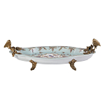 Блюдо овальное из голубого фарфора с ручками в виде бабочек и цветочным рисунком Blue Garden варинант исполнения - 1 | Loft Concept в Челябинске