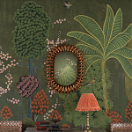 Обои ручная роспись Malwa Original colourway on Olive tobacco варинант исполнения - 1 | Loft Concept в Челябинске