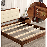 Кровать двуспальная с каркасом из дерева и мягким изголовьем Moon Walnut Bed варинант исполнения - 5 | Loft Concept в Челябинске