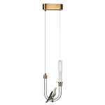 Подвесной светильник с декоративной фигуркой птицы на прозрачной изогнутой трубке Ganthea варинант исполнения - 2 | Loft Concept в Челябинске