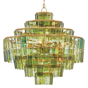 Люстра круглая каскадная Glow of Green Shades зеленое стекло