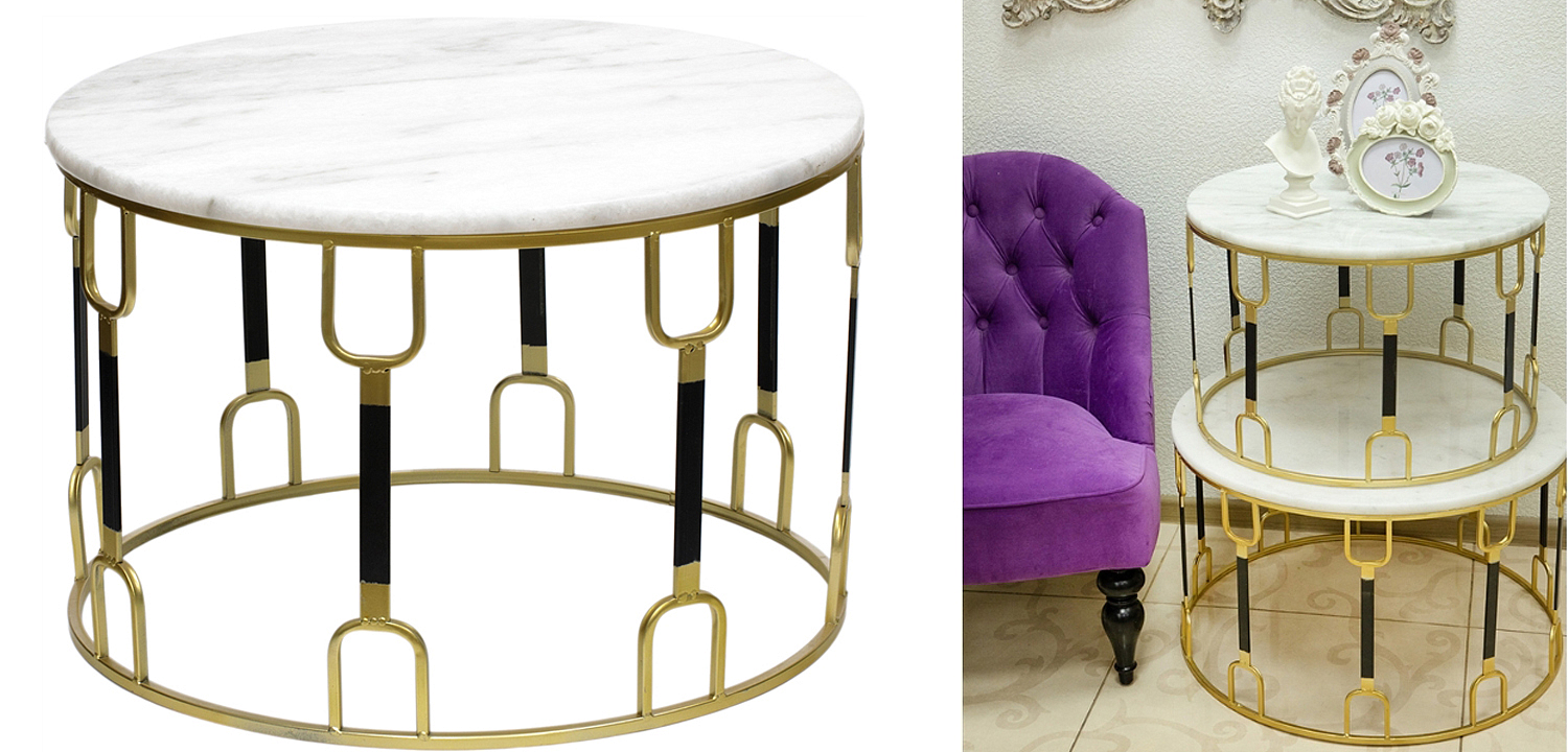 Приставной стол Dorius Side Table white marble Приставной стол Dorius Side Table white marble - Loft-Concept в Челябинске