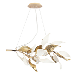 Люстра подвесная с декоративными белыми и золотыми листьями на текстурном основании Wintery flovers варинант исполнения - 1 | Loft Concept в Челябинске