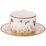 Чайная пара из фарфора с изображением собаки и уток 300 мл Hunting Porcelain Collection варинант исполнения - 2 | Loft Concept в Челябинске