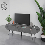 ТВ-тумба серая с 2-мя откидными дверцами и 2-мя открытыми полками CAPSULE TV STAND RETRO GREY варинант исполнения - 2 | Loft Concept в Челябинске