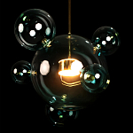 Подвесной светильник с прозрачными бирюзовыми стеклянными шарами и золотыми деталями Диаметр 46 Giopato & Coombes варинант исполнения - 4 | Loft Concept в Челябинске