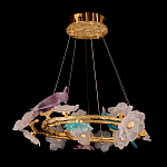 Люстра круглая на золотом каркасе с птичками и цветочным декором Miscellaneous herbs варинант исполнения - 5 | Loft Concept в Челябинске