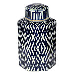 Ваза с крышкой и графическим узором в сине-белых цветах Blue & White Ornament  варинант исполнения - 2 | Loft Concept в Челябинске
