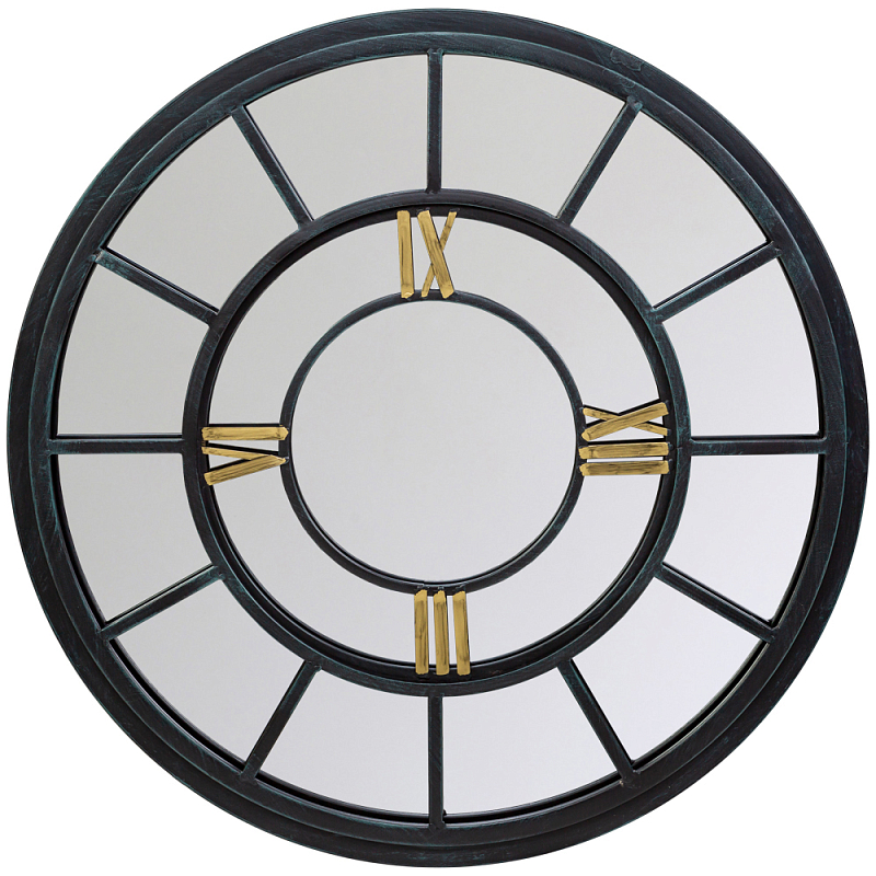 Зеркало настенное в чёрной металлической раме в виде часов Mirror Tower Clock Черный Зеркало Зеркало настенное в чёрной металлической раме в виде часов Mirror Tower Clock Черный Зеркало в Челябинске | Loft Concept