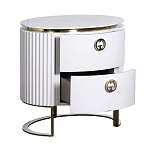 Тумбочка белая овальная с мраморной столешницей Thoroughbass варинант исполнения - 2 | Loft Concept в Челябинске