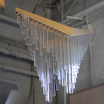 Люстра золотого цвета в форме галочки с каскадом длинных прозрачных трубок Eurofase варинант исполнения - 14 | Loft Concept в Челябинске