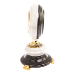 Часы настольные бронзовые из натуральных камней Мрамор и Змеевик Stone Clock варинант исполнения - 3 | Loft Concept в Челябинске