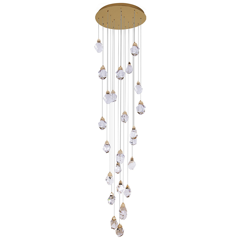 Большая каскадная люстра с хрустальными плафонами Esme Crystal Brass Cascade Chandelier 25 Золотой Прозрачный Большая каскадная люстра с хрустальными плафонами Esme Crystal Brass Cascade Chandelier 25 Золотой Прозрачный в Челябинске | Loft Concept