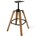 Барный стул со спинкой и металлической подставкой на 4-х деревянных ножках Коричневый Велюр Vendramin Chair варинант исполнения - 5 | Loft Concept в Челябинске