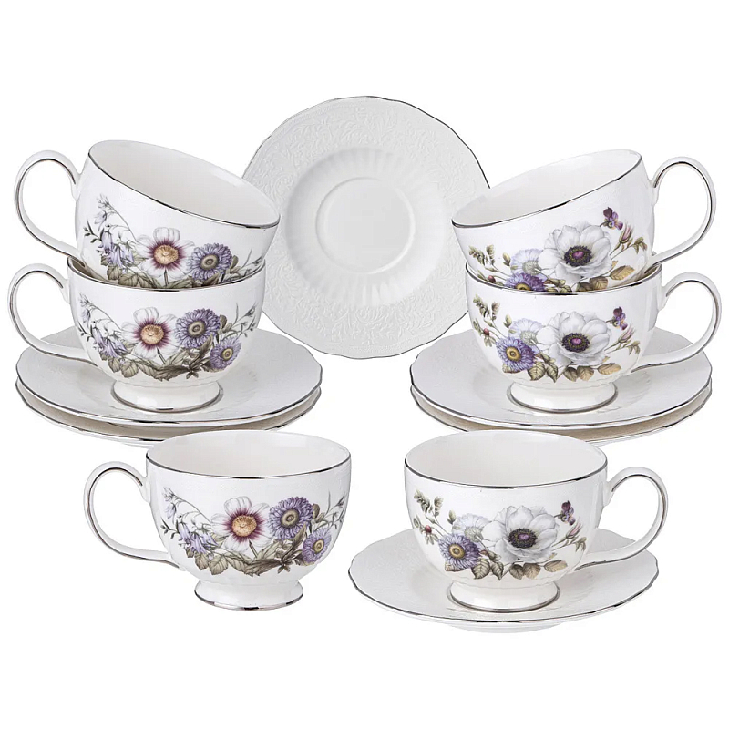 Чайный набор из фарфора с рисунком цветов 280 мл Garden Whisper Porcelain Set Белый Мульти Чайный набор из фарфора с рисунком цветов 280 мл Garden Whisper Porcelain Set Белый Мульти в Челябинске | Loft Concept