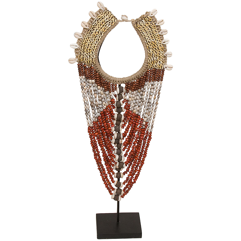 Этническое длинное ожерелье из бус и ракушек Aboriginal Long Necklace Red Beige Бежевый Красный Коричневый Этническое длинное ожерелье из бус и ракушек Aboriginal Long Necklace Red Beige Бежевый Красный Коричневый в Челябинске | Loft Concept
