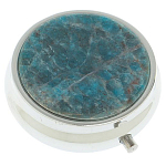 Таблетница карманная круглая с 3-мя отделениями и накладкой из натурального камня Апатит Голубой Silver Stone Pillboxes варинант исполнения - 1 | Loft Concept в Челябинске