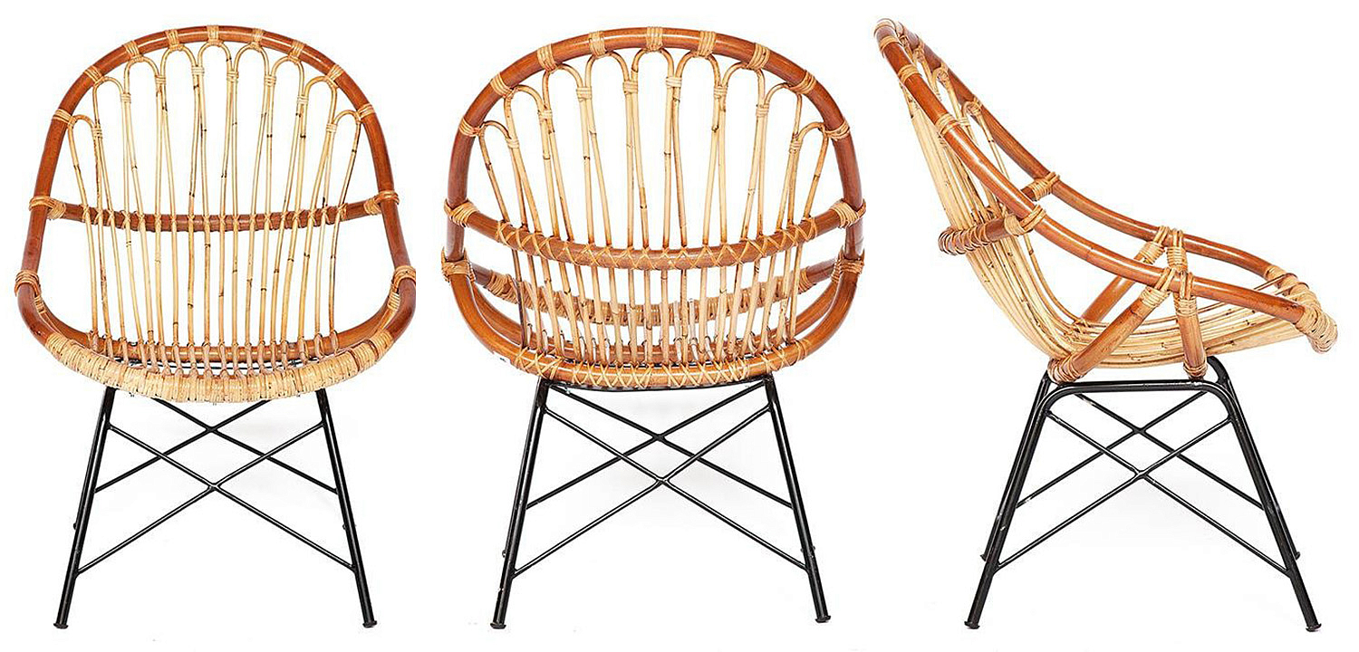 Кресло Rattan Wicker Chair Red Carcass Кресло Rattan Wicker Chair Red Carcass - Loft-Concept в Челябинске