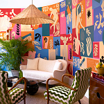 Обои ручная роспись в стиле Арт-деко Jazz Original colourway on painted silk with embroidery варинант исполнения - 1 | Loft Concept в Челябинске