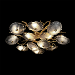 Потолочная люстра круглая ветвистыми бронзовыми элементами и стеклянными рифлеными дисками Textured Glass Chandelier варинант исполнения - 4 | Loft Concept в Челябинске