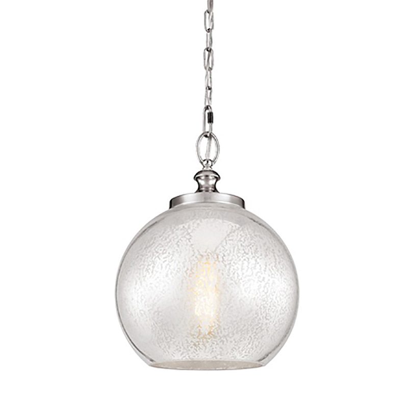 Подвесной светильник с прозрачным стеклянным плафоном в форме шара в современном стиле на цепи Feiss Сталь Прозрачное Стекло в Челябинске | Loft Concept 