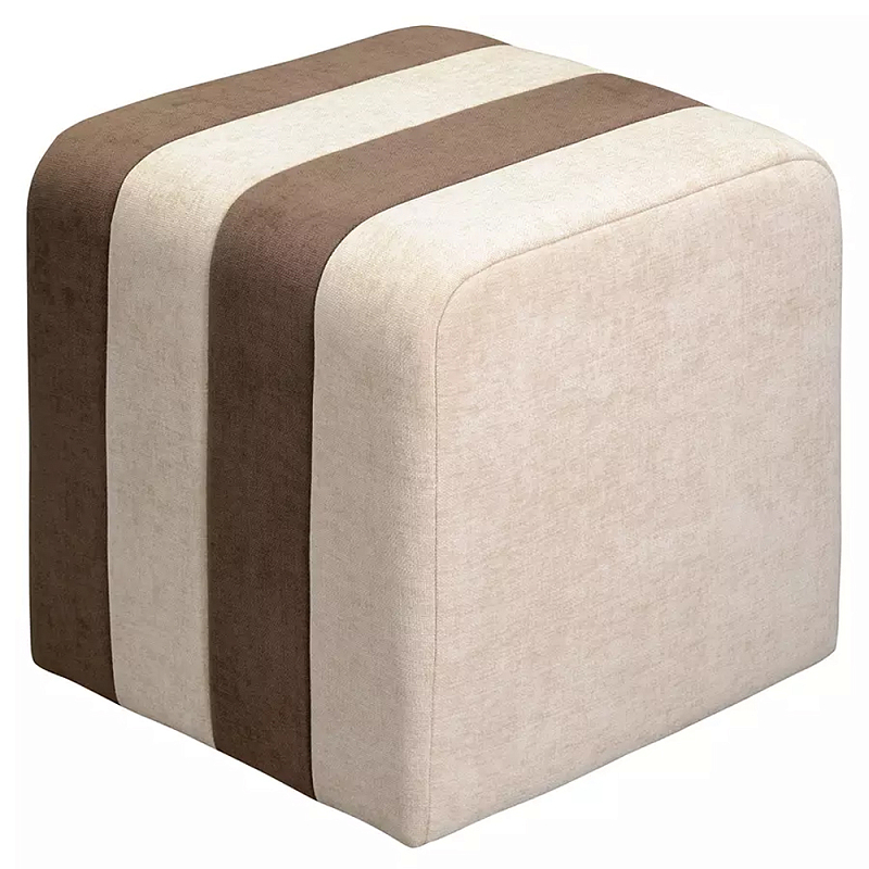 Пуф мягкий в форме куба Soft Stripes Коричневый Бежевый Серый Пуф мягкий в форме куба Soft Stripes Коричневый Бежевый Серый в Челябинске | Loft Concept