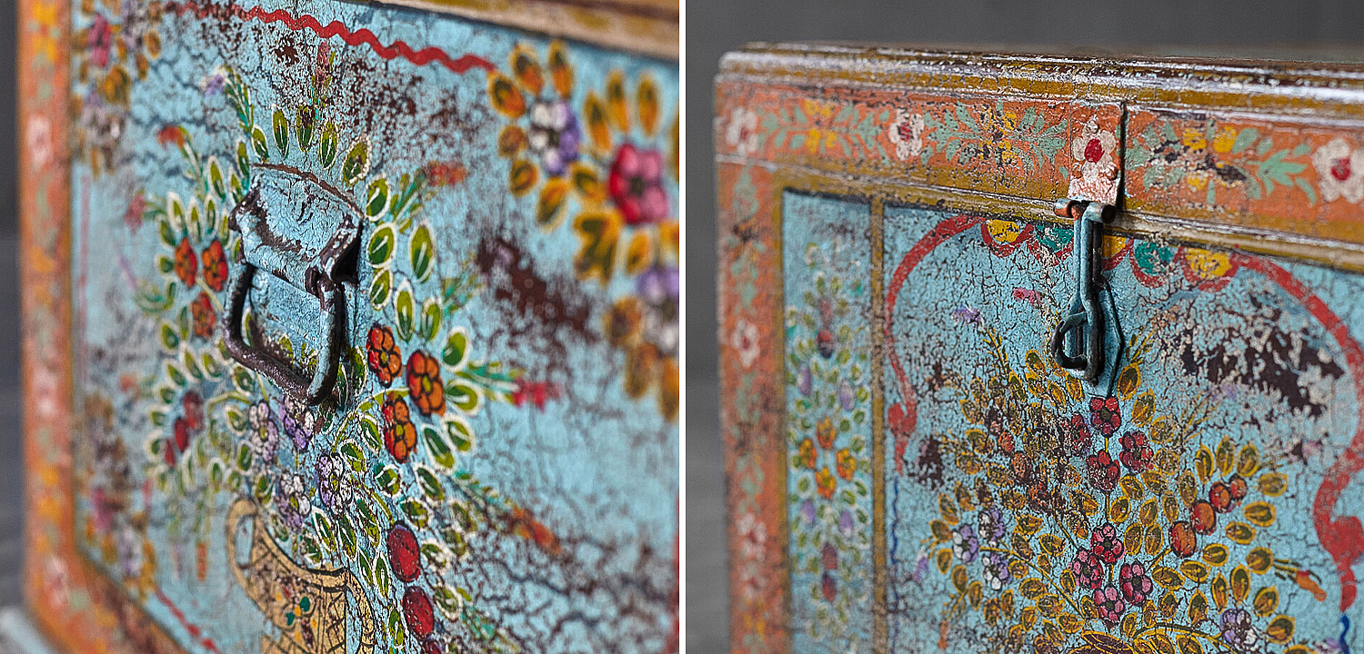 Сундук ручная роспись Harsh Antique Indian Painted Chest Сундук ручная роспись Harsh Antique Indian Painted Chest - Loft-Concept в Челябинске