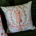 Декоративная подушка светло-зеленая с растительным орнаментом Raffael Angel Green Cushion варинант исполнения - 3 | Loft Concept в Челябинске