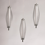 Люстра круглая каскадня с 5-ю плафонами из металлической сетки Mesh Lampshade Lighting варинант исполнения - 6 | Loft Concept в Челябинске