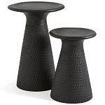 Круглый приставной столик из массива манго Piero Black Side Table варинант исполнения - 3 | Loft Concept в Челябинске