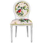 Стул светло-серый из натурального бука с изображением птиц и цветов Blooming Birds Red  варинант исполнения - 1 | Loft Concept в Челябинске