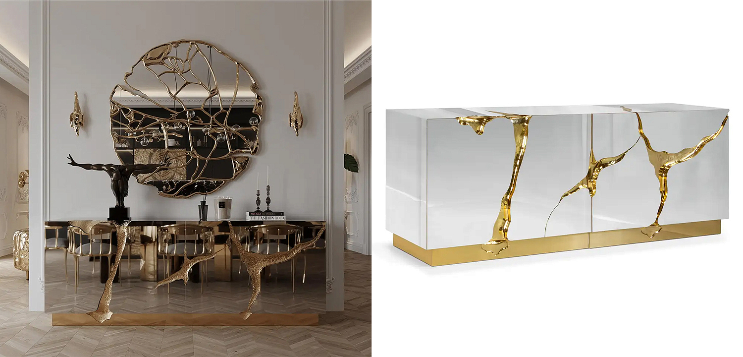 Буфет Modern Contemporary Lapiaz Sideboard Boca do Lobo Mirror Буфет Modern Contemporary Lapiaz Sideboard Boca do Lobo Mirror - Loft-Concept в Челябинске