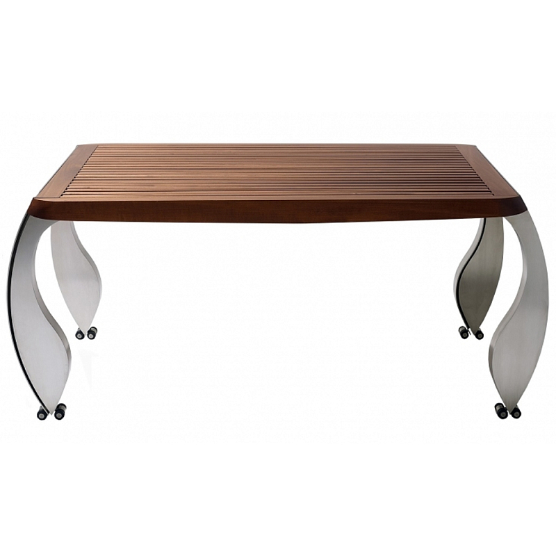 Дизайнерский раздвижной обеденный стол Poltronova Split Dining Table Коричневый Хром Дизайнерский раздвижной обеденный стол Poltronova Split Dining Table Коричневый Хром в Челябинске | Loft Concept